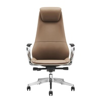 Chaise de bureau pivotante inclinable de luxe à dossier haut en cuir PU marron, ensemble bureau et chaise, chaise de bureau ergonomique pour dirigeant