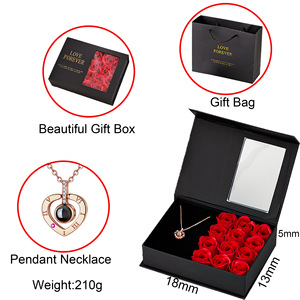 Collar con Proyección de Te Amo en 100 Idiomas con Números Romanos y Cadena de Eslabones de Cobre en Forma de Corazón, Éxito de Ventas Transfronterizo para San Valentín - Product Image 3