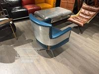 Chaise de bureau en cuir véritable de style aviateur, fabriquée aux États-Unis, au design industriel rétro, capitonnée, idéale pour la chambre à coucher.