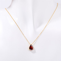 Haomi Dainty 18K chapado en oro piedra natal joyería de moda gota de agua lágrima colgante collar con cadena de eslabones para mujer