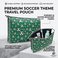 Pochette Organisateur Zippée Personnalisée à Motif Football, Sac de Maquillage Portable en Polyester, Trousse de Cosmétiques, Sac de Sport, Trousse à Crayons – Vente Chaude