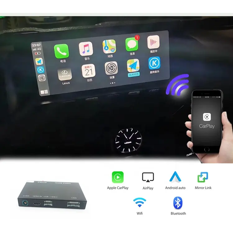 CarPlay Phản Ánh Kit RX300 RX350 RX400h RX450h Đối Với Lexus Apple Không Dây Xe Chơi Android Auto Video Tích Hợp Waze Google Bản Đồ
