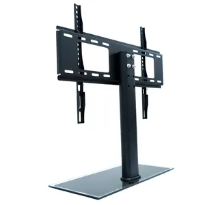 Factory Sale Vesa 400*600mm Tempered Glass Base Desktop Mount Flat Panel Monitor Table TV Stand Model 903