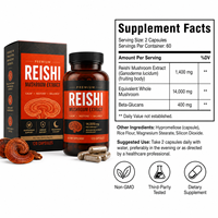 Cápsulas de Hongo Reishi 14,000mg Equivalente a Extracto de Ganoderma Lucidum Beta-Glucanos 120 Unidades Suplemento para Reforzar el Sistema Inmunitario y Mejorar el Sueño