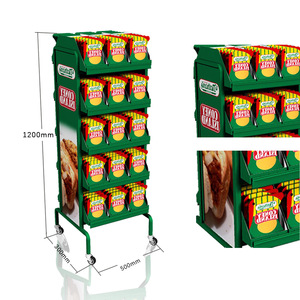 Exhibidor Metálico Personalizado de 5 Niveles para Papas Fritas y Snacks con Ruedas, Recubrimiento UV, Marca <span class=keywords><strong>WOW</strong></span>, Modelo WOWFSDU-207 - Product Image 3