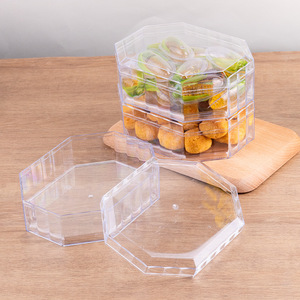 Boîte de rangement octogonale en plastique transparent avec couvercle, conteneur de qualité alimentaire pour biscuits, bonbons, collations, emballage cadeau, présentation - Product Image 1