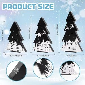 Juego de bandejas decorativas para árbol de Navidad, 3 piezas, patrón escénico de madera, estilo rústico, para decoración navideña de interiores - Product Image 4