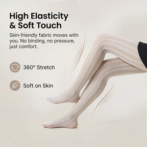 Vertical Stripes <strong>Women</strong> Tight Jacquard Design Thin <strong>White</strong> <strong>Socks</strong> Soft Breathable Knit Pantyhose Factory Goods - Product Image 3