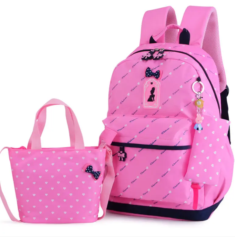 Factory Cartoon Kawaii set 3 pcs school bags Anti-theft School Bag Canvas Backpack For Girls