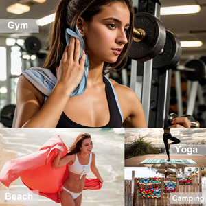 Lot de serviettes de sport en <span class=keywords><strong>microfibre</strong></span> personnalisables avec logo, séchage rapide, absorbantes, avec sac de transport en filet pour athlètes, natation et fitness - Product Image 6