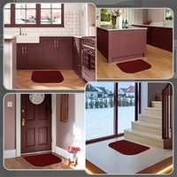 Tapis de cuisine demi-cercle durable résistant à la saleté, absorbant anti-dérapant, tapis de sol de cuisine rouge pour la maison