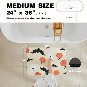 Tappetino da <span class=keywords><strong>Bagno</strong></span> di Halloween Sottile, Antiscivolo, ad Asciugatura Rapida, a Forma di Zucca, Adatto per Sotto la Porta, Decorazione di Halloween - Product Image 2
