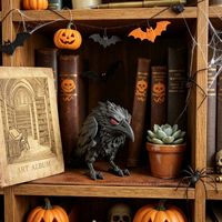 3D-printed PLA Red-eyed Raven Figurine China Halloween Decoration E-sports Desk Accessory Trendy Gothic Home Decor