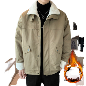 ANSZKTN Unisex Thickened <b>Fleece</b> Winter <b>Jacket</b> Men's Stand Collar Lamb Wool Cotton with Zipper Puff Printing Casual Style - Product Image 1