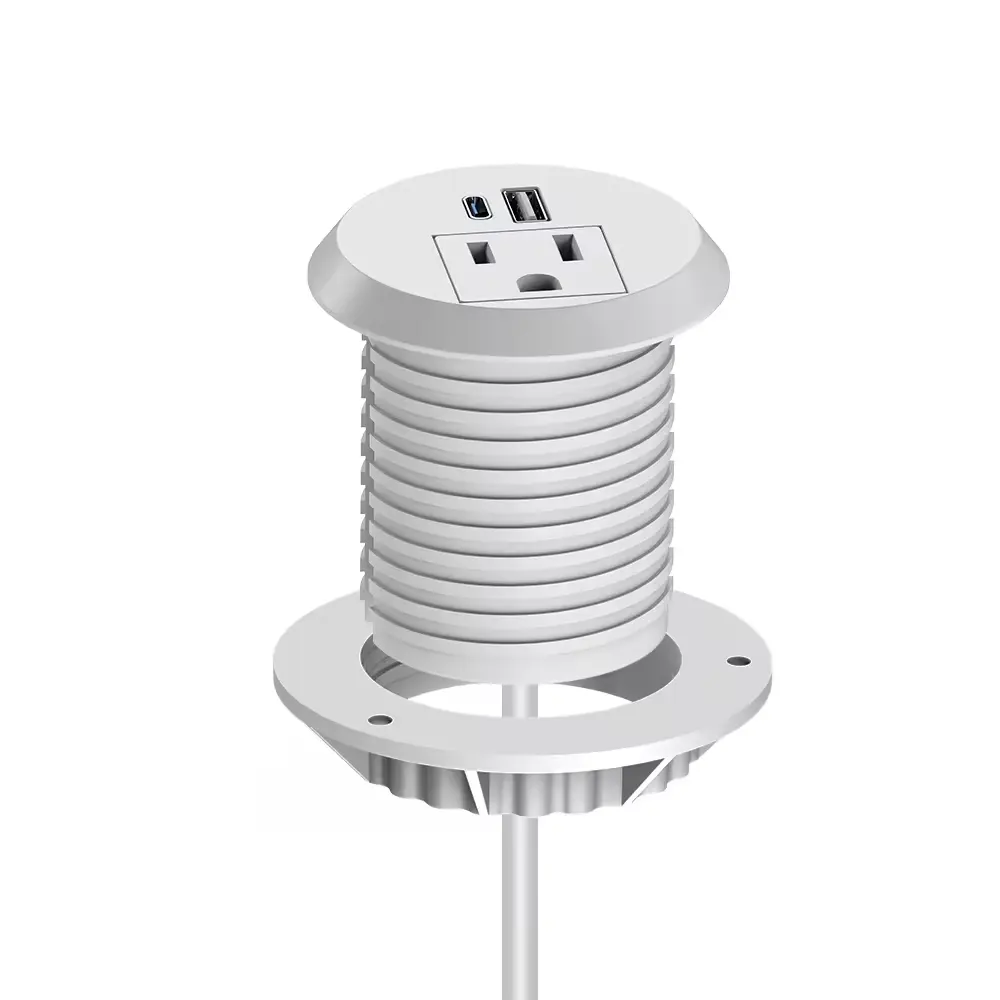 Ronde Grommet Stopcontact Ons Plug 2 Inch Mini Gat Maat Pd 20W Snellader Met Ac Socket Tafel Ronde Stopcontacten