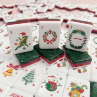 Tuiles de Mahjong de Noël américaines, ensemble de Mahjong de luxe vert, tuiles de Mahjong Nantucket, tuiles de Mahjong de fête pour le divertissement