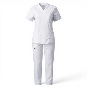 Conjuntos de Uniformes Médicos de Punto con Cuello en V y Pantalones Rectos Unisex, Transpirables y Cómodos para Salón de Belleza, Hospital, Clínica, Spa - Product Image 4