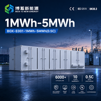 Système de stockage d'énergie par batterie LiFePO4 conteneurisé BESS 1MWh-5MWh, hybride solaire-éolien, réseau RS485, refroidissement liquide BOX-E001 OEM