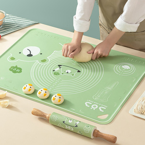 Tapis de pétrissage en silicone alimentaire sans BPA, épaissi, antidérapant, antiadhésif, écologique, motif ours vert, pour <span class=keywords><strong>pâtisserie</strong></span> maison - Product Image 1