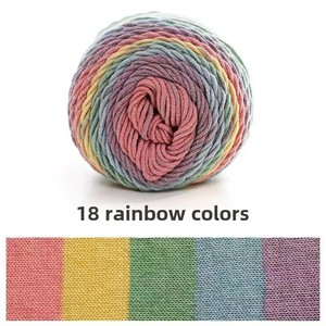 Cầu Vồng Gradient Cotton Pha Trộn Ưa Thích Sợi Nhuộm Mô Hình Cho Tự Làm Khăn Mũ Gối & Bánh Bóng Bán Buôn Tay Đan Sợi - Product Image 5