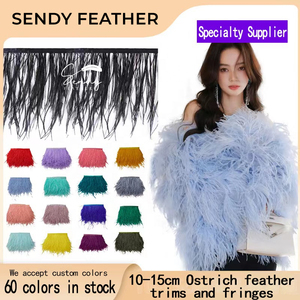 RTS Hàng 60 Màu Bộ Đồ Trang Trí Lông Đà Điểu Tua Rua May Dài 10-15 Cm Dày Cho Nữ Bộ Đồ Ngủ Satin Trang Phục Váy - Product Image 2