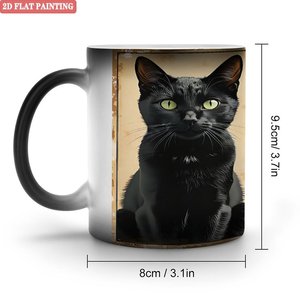Frosted Black <b>Ceramic</b> <b>Mug</b> 11oz Heat Color Changing Sublimation Cat Yare Design - Product Image 1