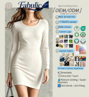 Fabricant OEM ODM de robes mini fourreau pour femmes, conception personnalisée, vente en gros, polyester, élasthanne, coupe ajustée, manches longues, robe décontractée