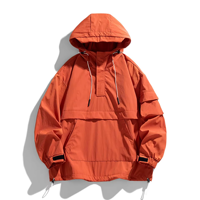Veste à capuche vintage avec poche avant en nylon personnalisé coupe-vent imperméable coupe-vent pour hommes