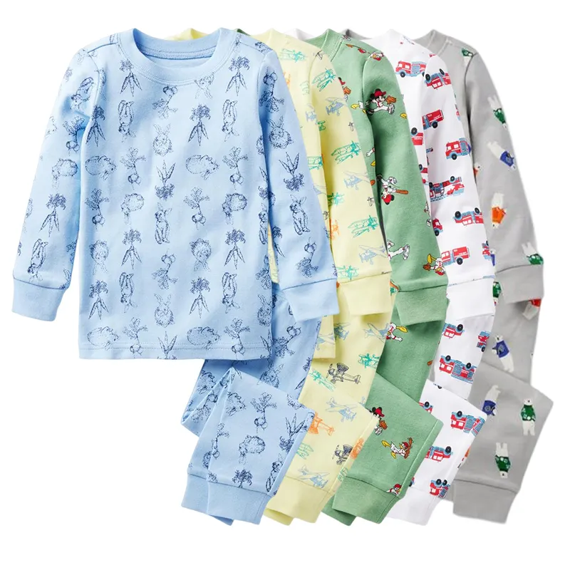 Pigiama pigiama per bambini in cotone pigiama pigiama in cotone biologico per bambini con stampa pigiama per bambini a manica lunga vestiti per bambini