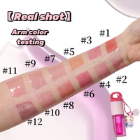 Vente en gros de gloss repulpant crémeux hydratant 8ml, personnalisable, avec porte-clés, marque privée, teinte à lèvres Juciy, teinte à lèvres brillante avec protection solaire