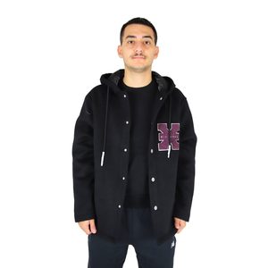 Uma24013PK giacca di pelle nera PU XS taglia rivestita Streetwear Puffer ricamato con cappuccio traspirante senza soluzione di continuità per la primavera Casual - Product Image 2