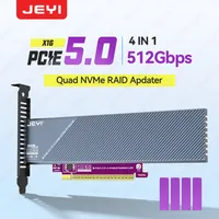 Adaptateur JEYI d'origine pour SSD M.2 NVMe PCIe 5.0 x16, carte d'extension RAID 4 baies, boîtier en aluminium, service de personnalisation du logo