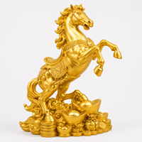 Sculpture d'animal en résine peinte à la main, cheval doré artistique personnalisé, statue Feng Shui pour la prospérité, décoration pour hôtel, bureau, villa