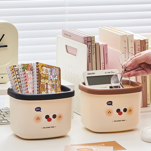 Cute Desktop Trash Can Mini Lidded Storage <b>Bin</b> 4L And Below For Students Dormitory Use - Product Image 1