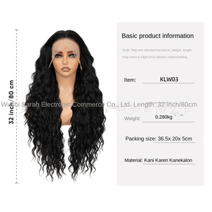Peruca Feminina de Cabelo Humano Simulado, Ondas Grandes Pretas, Futura13 X 6, Peruca Sem Renda - Product Image 1