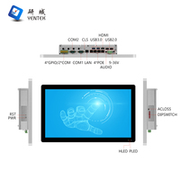 Panel PC Industrial Sin Ventilador de 15.6 Pulgadas con Pantalla Táctil VESA, Intel 7300U/8260U, Win10/Linux, 5 Puertos RJ45 LAN POE, 4 Puertos RS232 COM