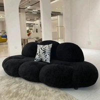 Canapé Nuage Nordique de Luxe Léger, Style Crème, en Tissu Chenille, Monoplace, Amovible, avec Éponge Haute Résilience, pour Petit Salon