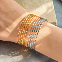 Bracelet minimaliste en acier inoxydable plaqué or 18 carats, géométrique, à trois couches, ouvert, tendance, bijoux de haute qualité pour unisexe