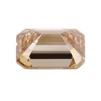 Pierre de Moissanite synthétique couleur champagne, taille émeraude rectangulaire, à facettes chanfreinées, certifiée CAL, pour bague