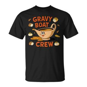 T-shirt Gravy Boat Crew con stampa del cibo di Thanksgiving, in cotone premium, taglia unisex per adulti - Product Image 1