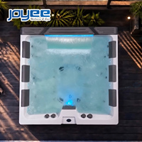 JOYEE Spa de Luxe Extérieur pour 6 Personnes, Bain à Remous Moderne en Acrylique avec Contrôle Balboa et Cascade LED pour Villa et Hôtel