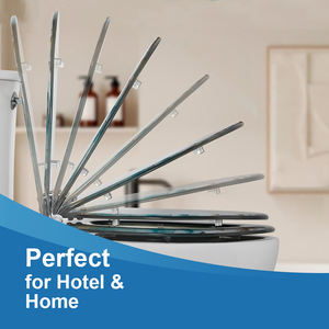 19インチ モダンアクリル大理石トイレシート トイレカバー ソフトクローズ 簡単清掃 スタイリッシュな抽象デザイン 高級バスルーム装飾用 - Product Image 5