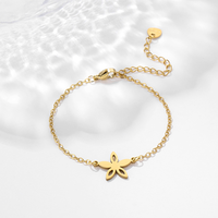 Nouvelles idées de produits : Bracelet minimaliste en acier inoxydable étanche avec motif floral, bracelet chaîne polyvalent et tendance, vente en gros