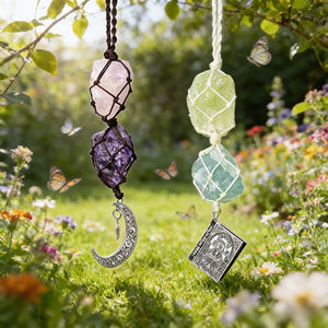 Wholesale High-quality Handmade Woven Crystal Rough Stone Pendant Elegant Bohemian Fashion Jewelry Valentine's Day <b>Gift</b> - Product Image 6