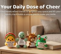 Valenvino 4 poupées au crochet positives, peluches d'entraînement émotionnel faites à la main, cadeau de remise de diplôme chaleureux pour femmes et hommes, décoration maison et bureau