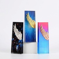 Trophée en cristal avec gravure gratuite, cadeau irisé créatif, récompense d'entreprise, médaille commémorative pour employé, plaque avec boîte cadeau, vente flash