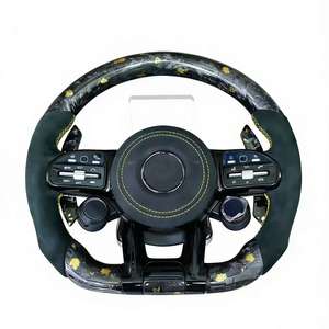 Volante de Fibra de Carbono para <span class=keywords><strong>Mercedes</strong></span> <span class=keywords><strong>Benz</strong></span> C200 <span class=keywords><strong>C300</strong></span> E200 E300 GLC CLS, Cuero Perforado Personalizado, <span class=keywords><strong>Precio</strong></span> al por Mayor - Product Image 3