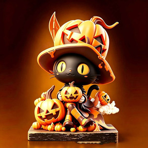 Ensemble de figurines en bois mignonnes pour Halloween, clown vintage, décor de table et d'étagère, dessin animé effrayant, ornement de fête d'Halloween, cadeau pour la maison - Product Image 6