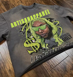 T-Shirt Hip Hop con Design personalizzato stampato Vintage con taglio corto da uomo, - Product Image 2