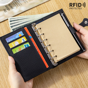 Minimalist Genuine Leather Bifold Wallet with <b>Notepad</b> <b>Pen</b> Holder Multi-Card Slots Hasp Closure Unisex Compact Wallet - Product Image 2